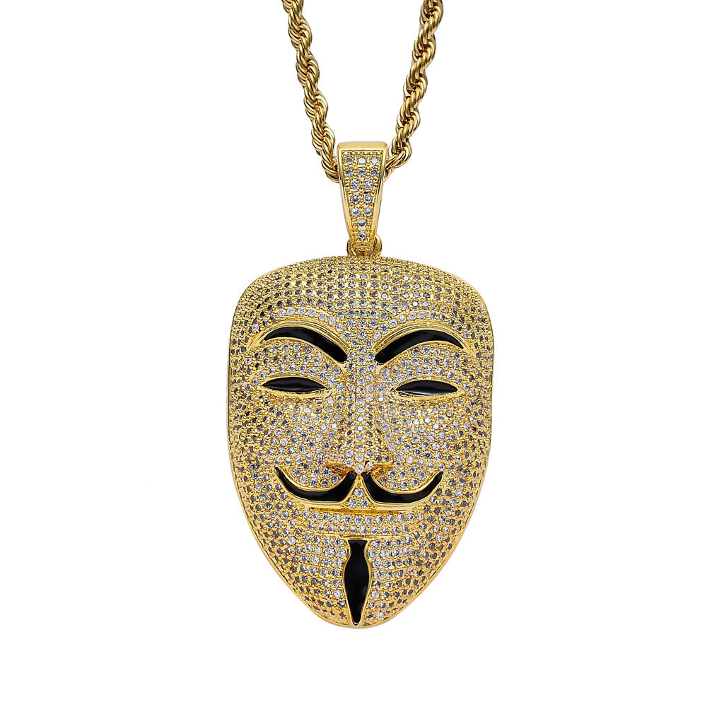 Movie V For Vendetta Character Mask Head Zircon Stone Pendant