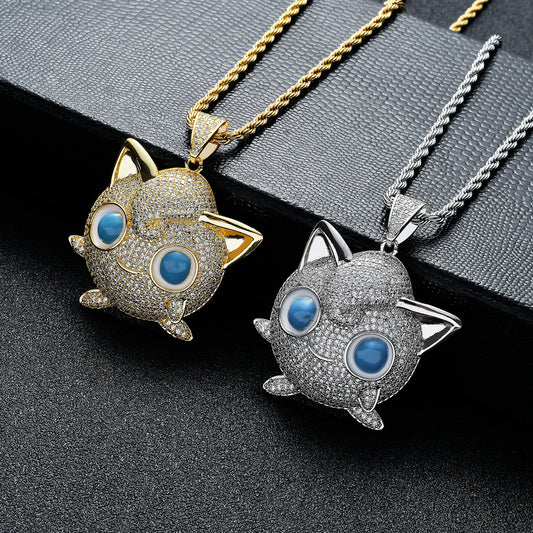 Iced Pokemon Jigglypuff Cartoon Zircon Pendant