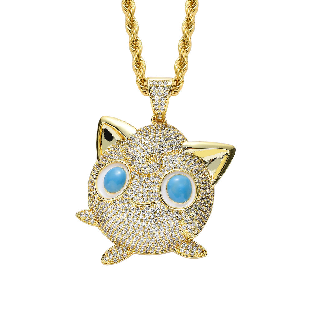 Iced Pokemon Jigglypuff Cartoon Zircon Pendant