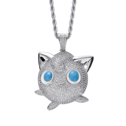 Iced Pokemon Jigglypuff Cartoon Zircon Pendant