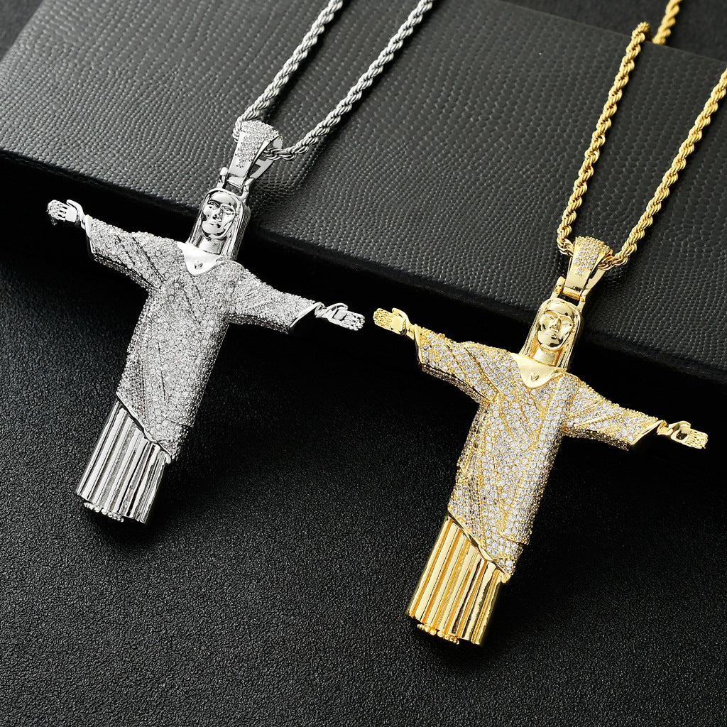 Iced Bling Bling Christ Jesus Cross Zircon Pendant