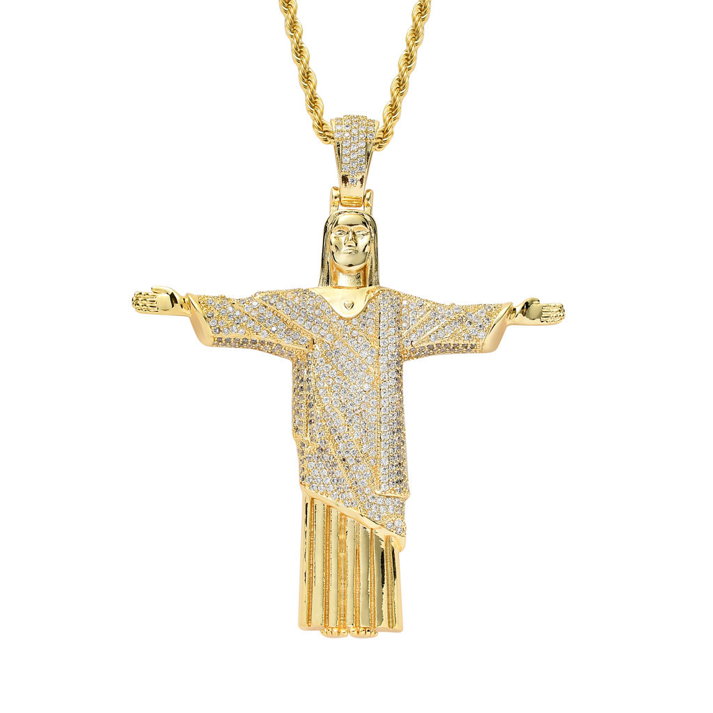 Iced Bling Bling Christ Jesus Cross Zircon Pendant