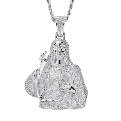 Iced Zircon Pendant with Bust of Jesus Christ