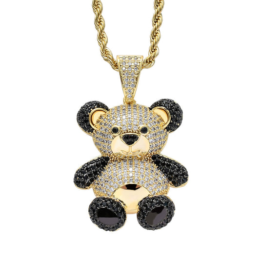 Iced Teddy Bear Pendant Pave Full Cubic Zircon