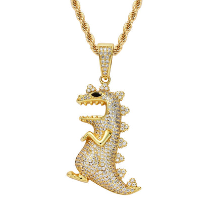 Bling Bling Dinosaur Roar Cartoon Image Zircon Pendant