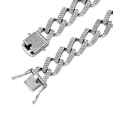 14mm CZ Stone Miami Cuban Link Chain Necklace