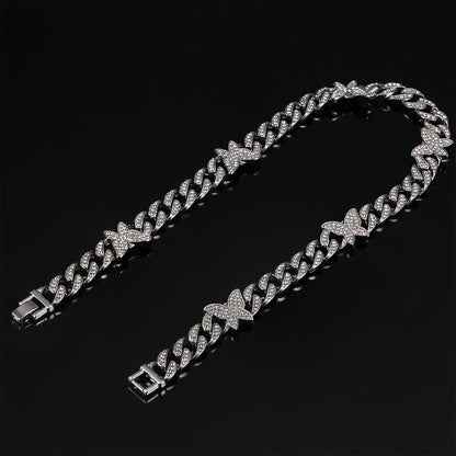 12mm Butterfly Cuban Hip Hop Necklace