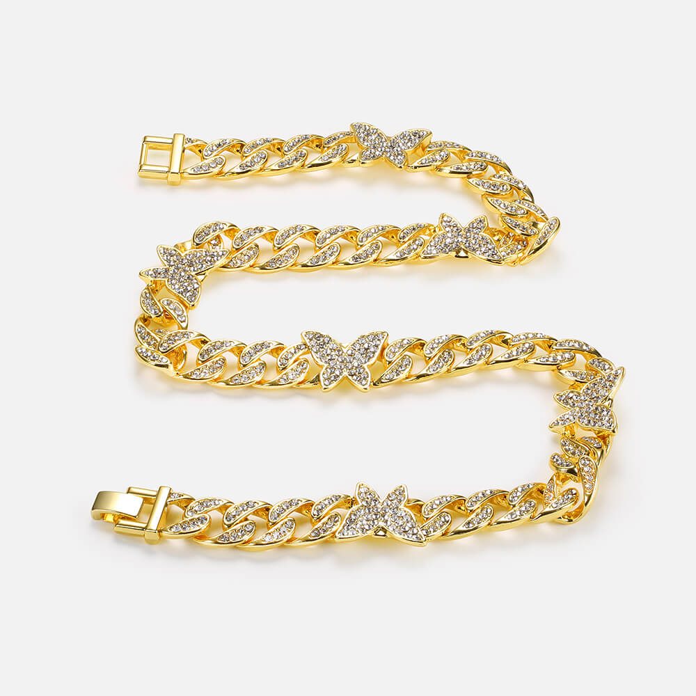 12mm Butterfly Cuban Hip Hop Necklace