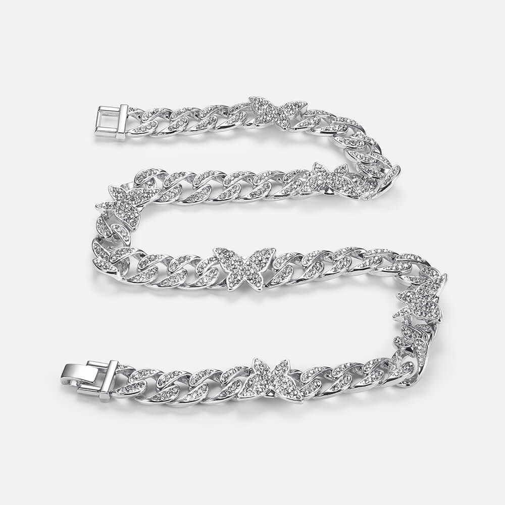 12mm Butterfly Cuban Hip Hop Necklace