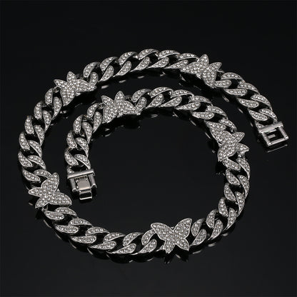 12mm Butterfly Cuban Hip Hop Necklace