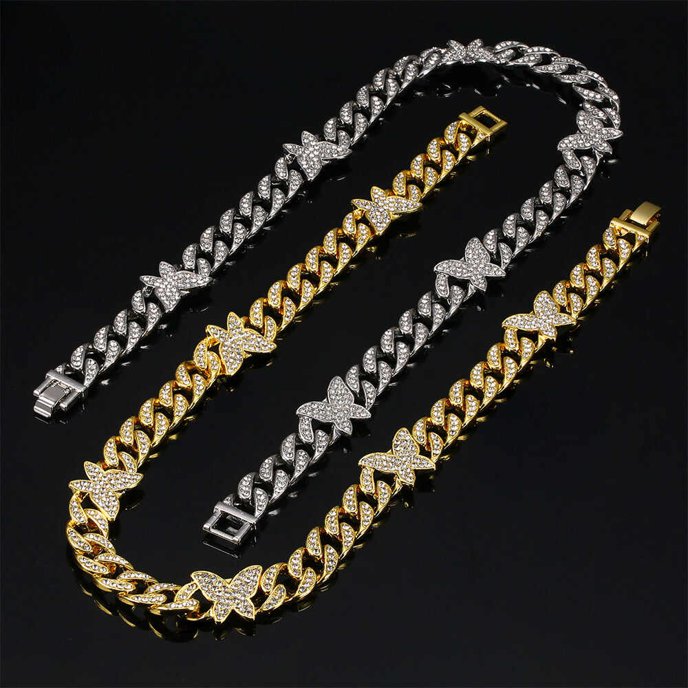 12mm Butterfly Cuban Hip Hop Necklace05 | iceremix.com