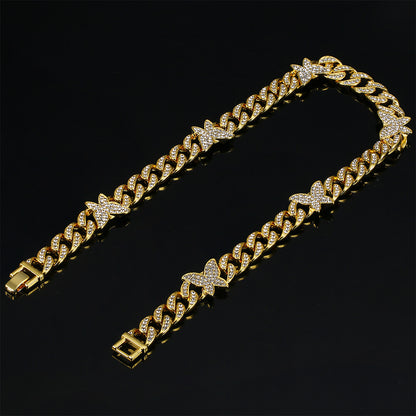 12mm Butterfly Cuban Hip Hop Necklace