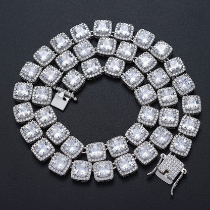 10mm Square Zircon Rock Tennis Chain Hip Hop Necklace