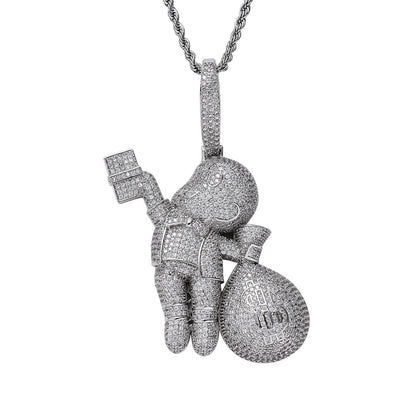 Hip Hop Boy Money Bag Bling Pendant