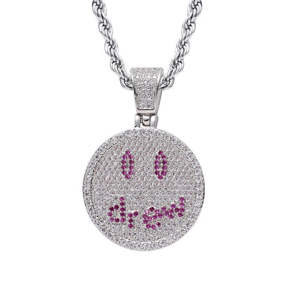 Justin Bieber the Same Style Smiley Face Drew Letter Zircon Pendant