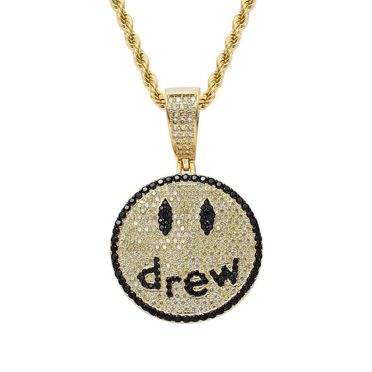 Justin Bieber the Same Style Smiley Face Drew Letter Zircon Pendant