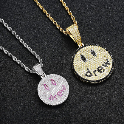 Justin Bieber the Same Style Smiley Face Drew Letter Zircon Pendant