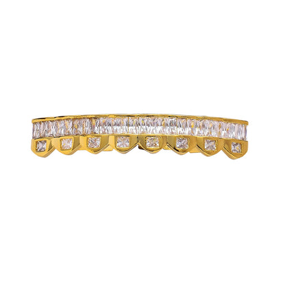 8-tooth Square Zircon Gold&Silver Hip Hop Grillz