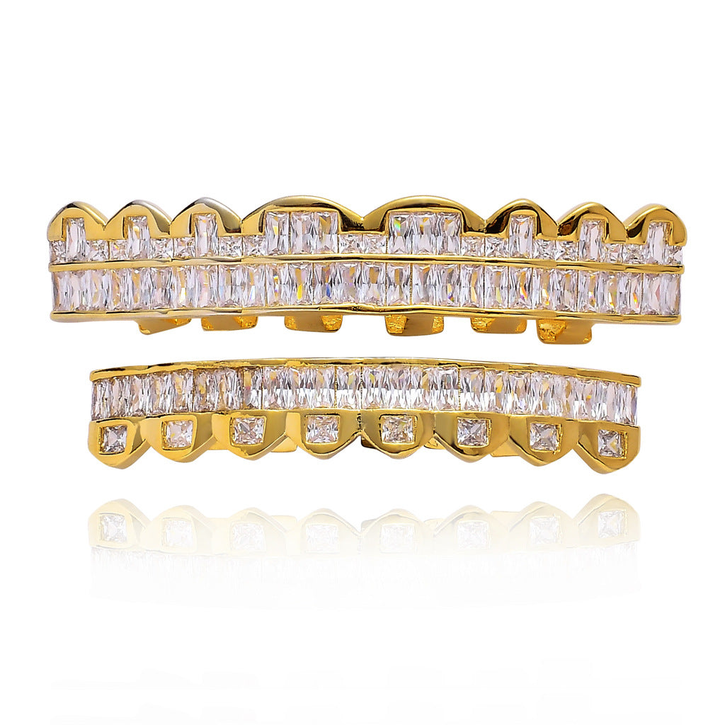 8-tooth Square Zircon Gold&Silver Hip Hop Grillz