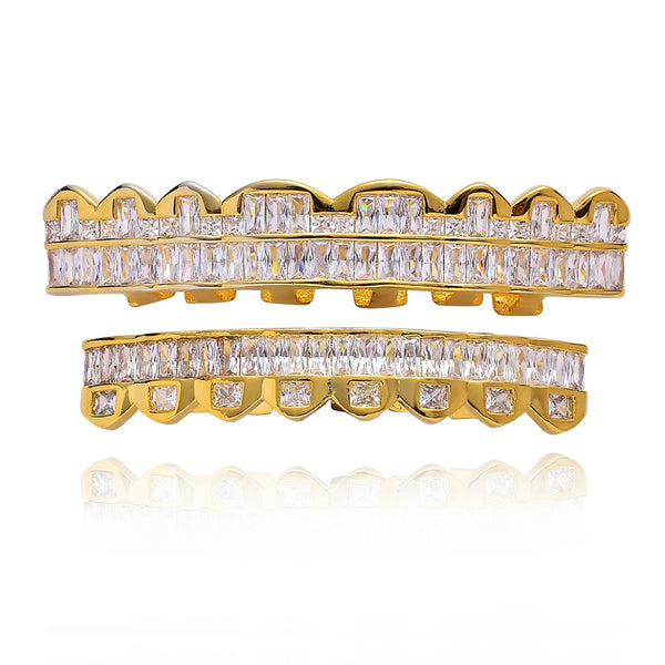 8-tooth Square Zircon Gold&Silver Hip Hop Grillz