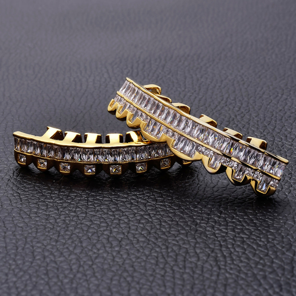 8-tooth Square Zircon Gold&Silver Hip Hop Grillz