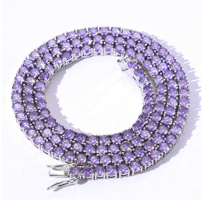 4mm Purple Zircon Single Row Tennis Chain Necklace