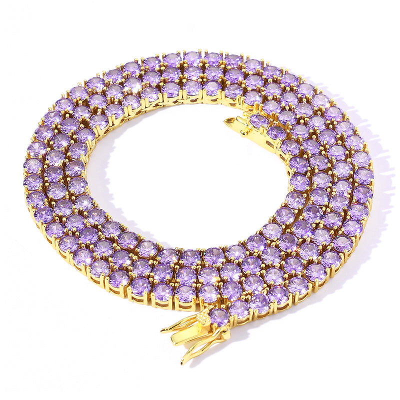 4mm Purple Zircon Single Row Tennis Chain Necklace