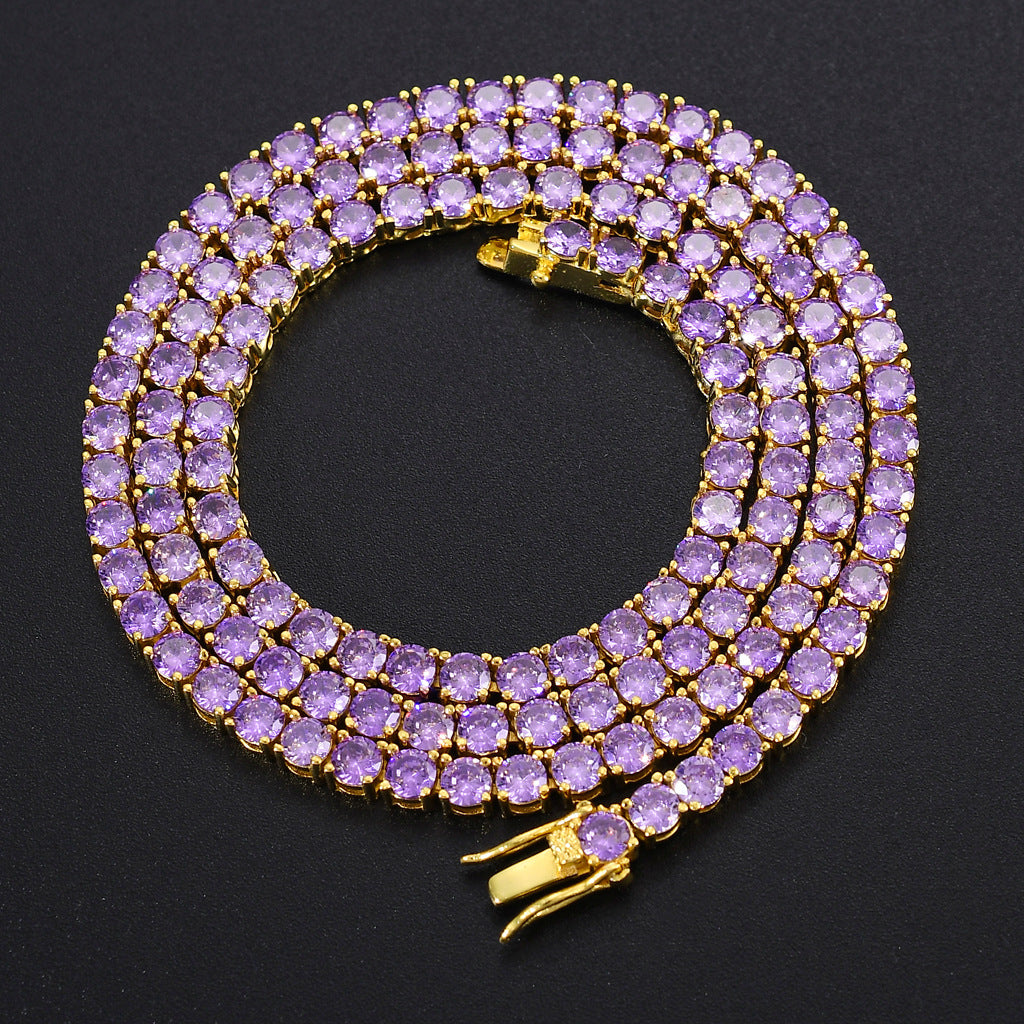 4mm Purple Zircon Single Row Tennis Chain Necklace