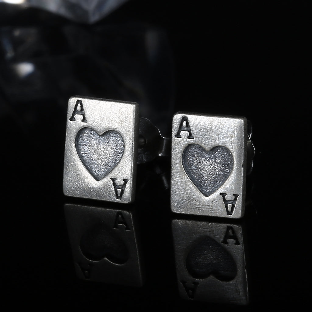 Ace of Spades Playing Card Stud Earrings