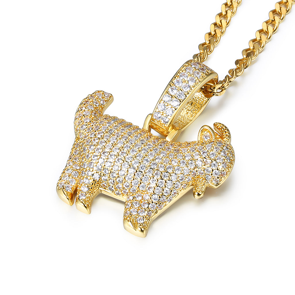 Hip Hop Micro-inlaid Zircon Goat Pendant