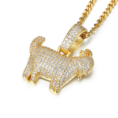 Hip Hop Micro-inlaid Zircon Goat Pendant