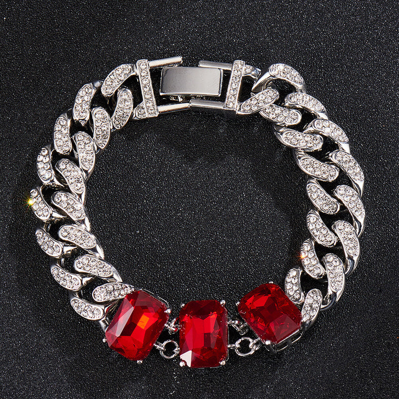 13mm Red Glass Crystal Bracelet