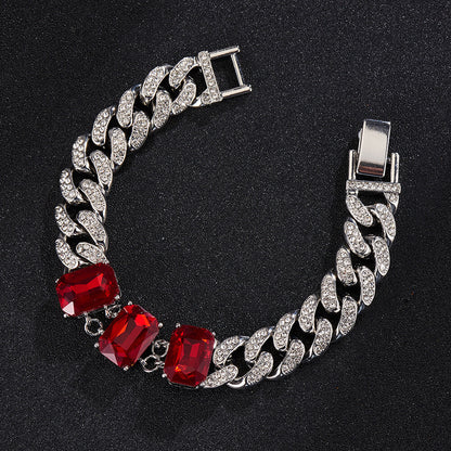 13mm Red Glass Crystal Bracelet