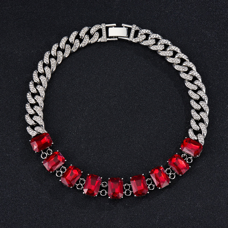 13mm Red Glass Crystal Necklace