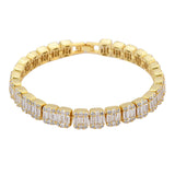 A Row of Gold and Silver Micro-inlaid Square Zircon Bracelets