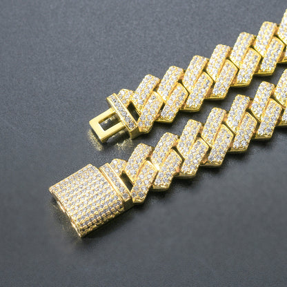 Micro-inlaid Zircon Diamond-shaped Cuban Bracelet