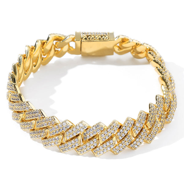 Micro-inlaid Zircon Diamond-shaped Cuban Bracelet