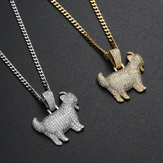 Hip Hop Micro-inlaid Zircon Goat Pendant