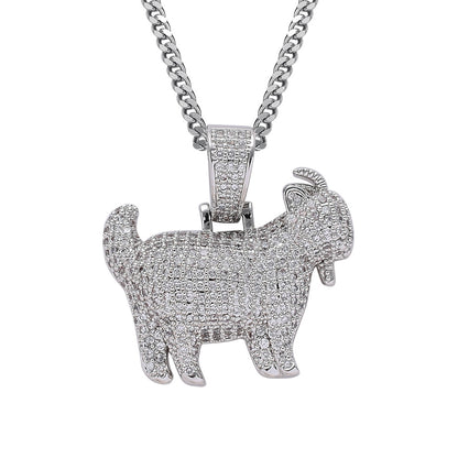 Hip Hop Micro-inlaid Zircon Goat Pendant