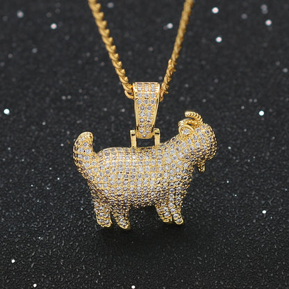 Hip Hop Micro-inlaid Zircon Goat Pendant