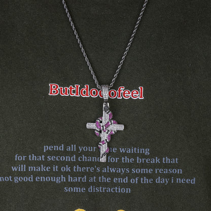 Vintage Snake Winding Cross Micro-inlaid Zircon Pendant