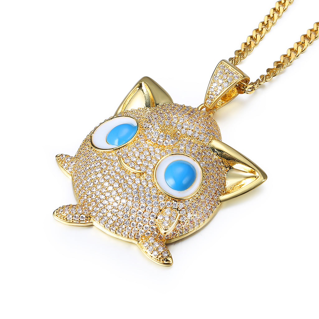 Iced Pokemon Jigglypuff Cartoon Zircon Pendant