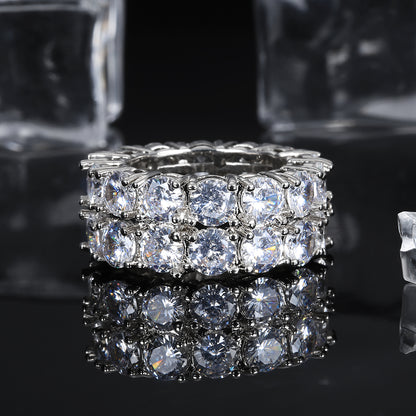 Iced Double Rows Gems Hip Hop Ring