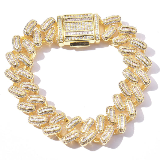 15mm Cubic Zircon Mixed Inlay Cuban Bracelet