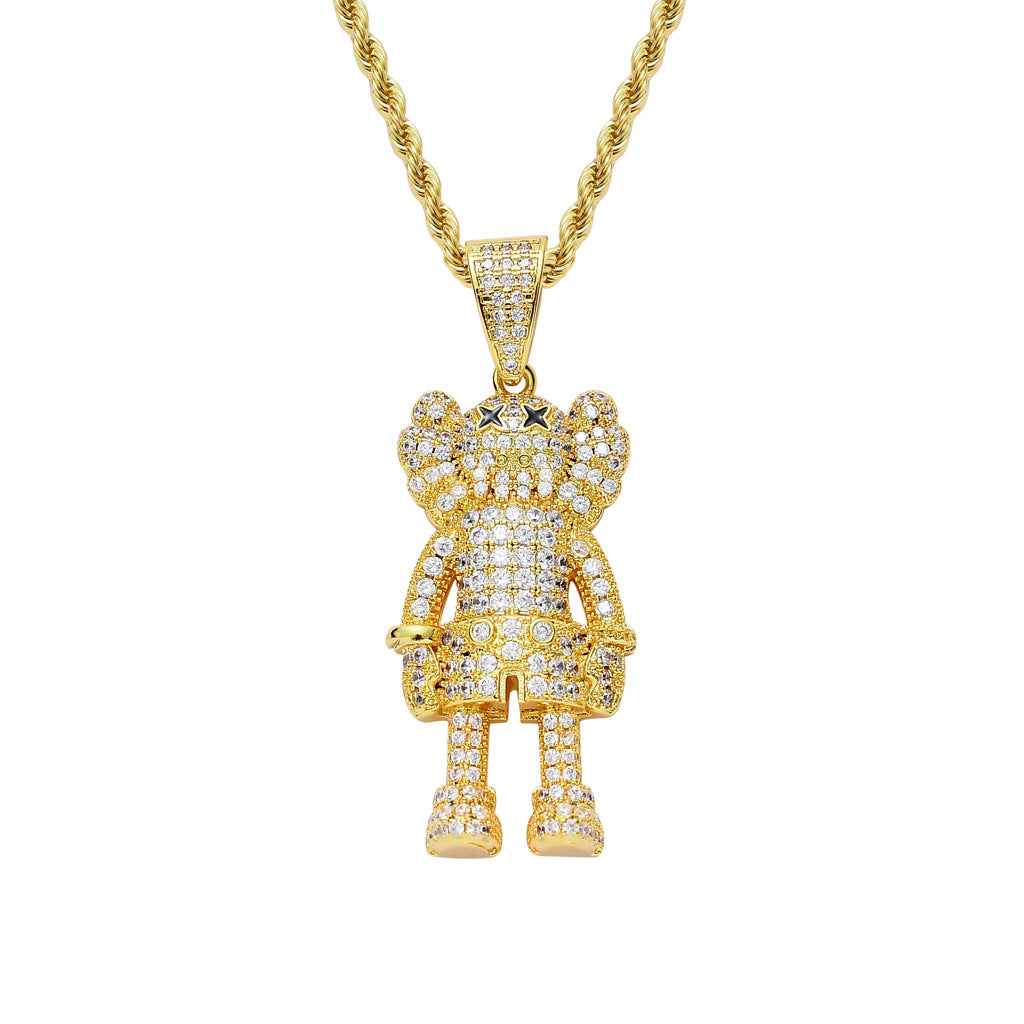 Sesame Street Kaws Doll Hip Hop Zircon Pendant