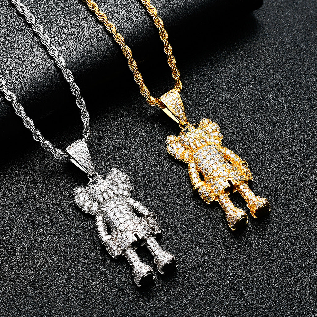 Sesame Street Kaws Doll Hip Hop Zircon Pendant