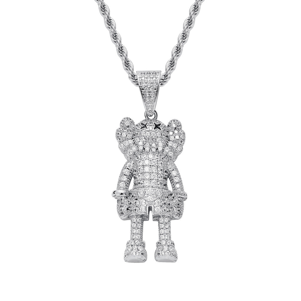 Sesame Street Kaws Doll Hip Hop Zircon Pendant