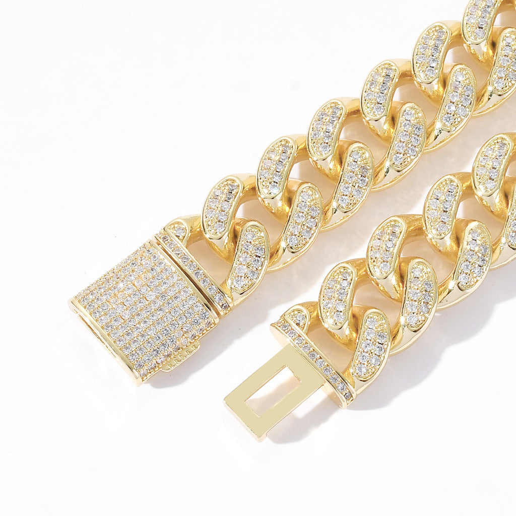 15mm Flip Buckle Cuban Link Chain Bracelet