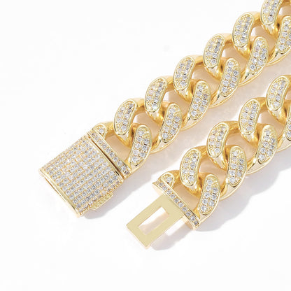 15mm Flip Buckle Cuban Link Chain Bracelet