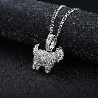 Hip Hop Micro-inlaid Zircon Goat Pendant